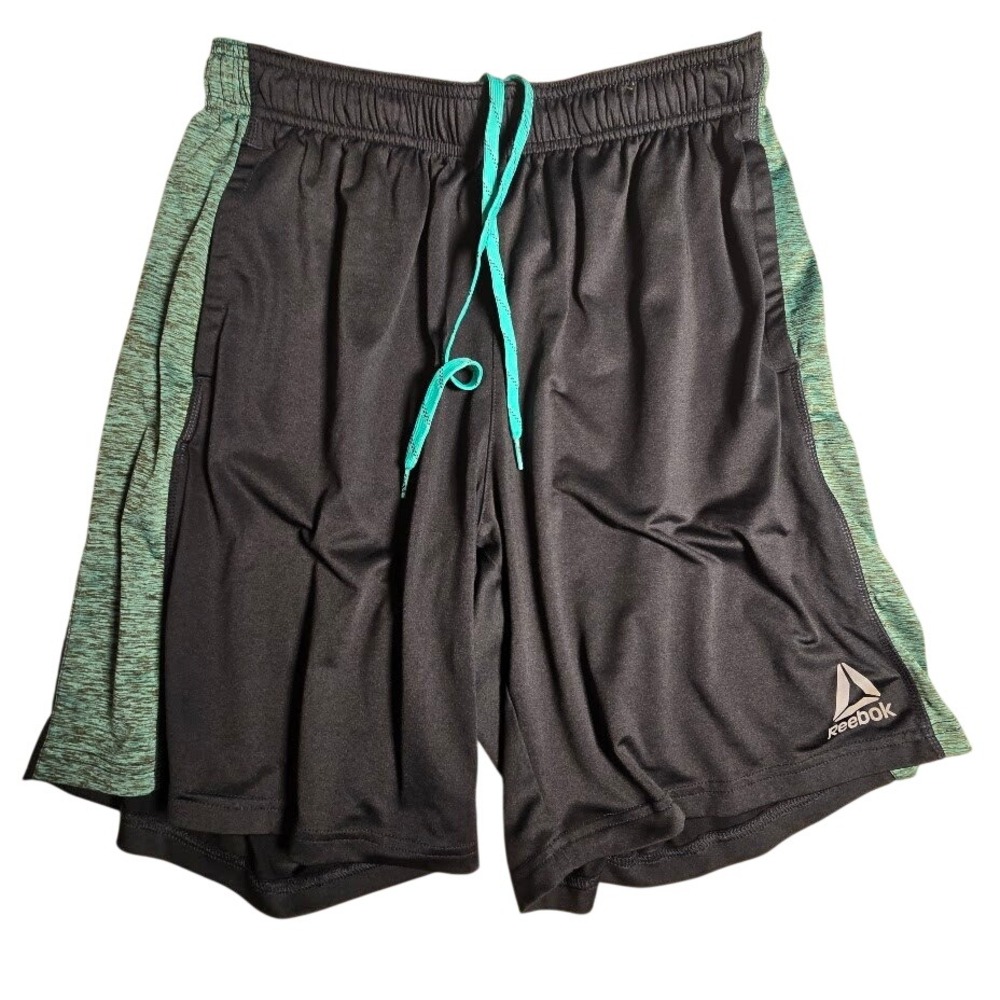 Reebok Speedwick Mens Athletic Shorts Black Green Medium 3RSMH1182       879